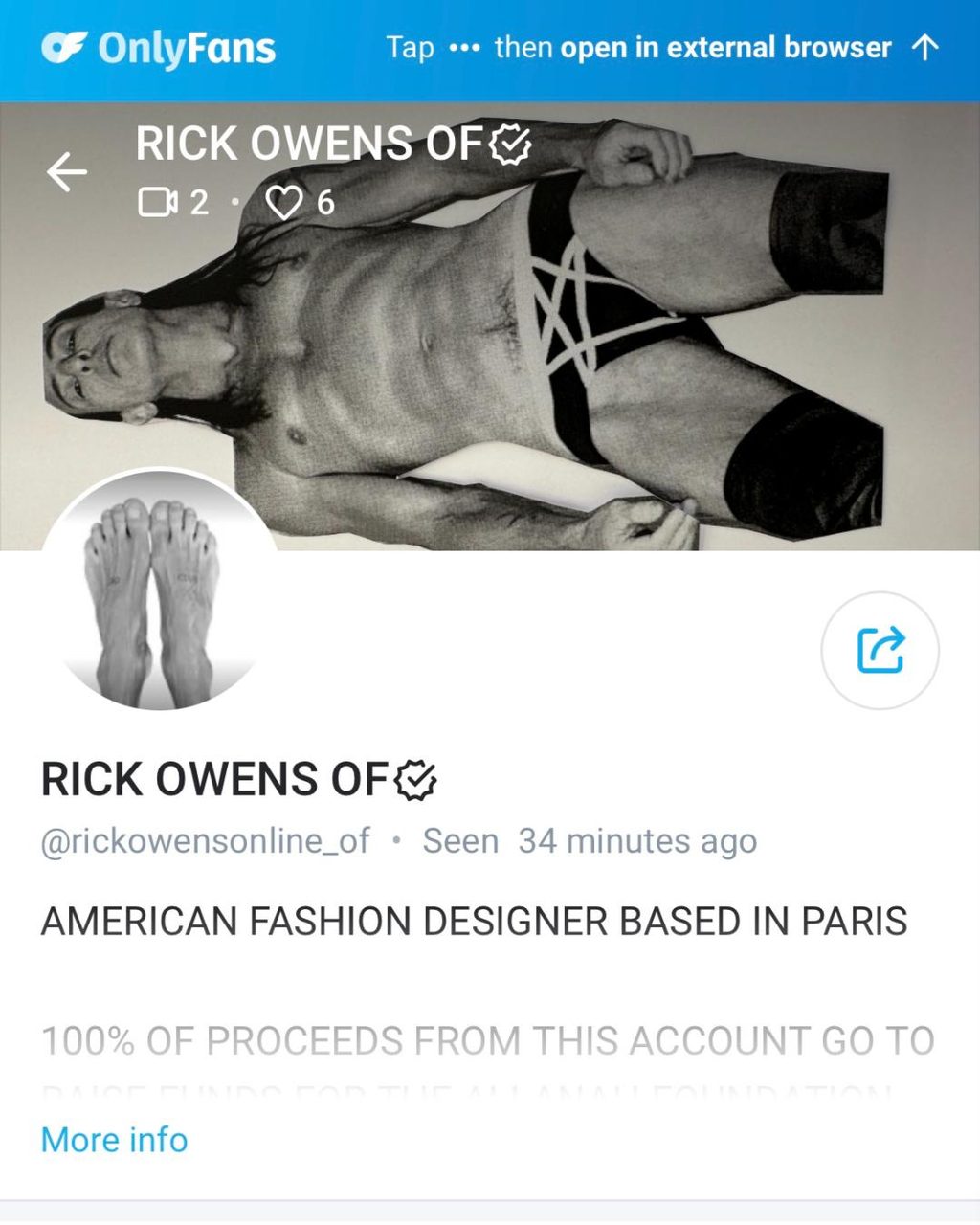 Rick Owens’ OnlyFans account is now live